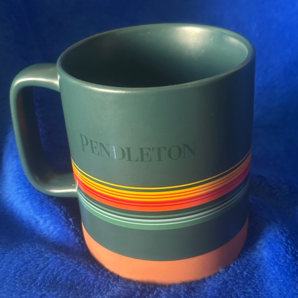 Pendleton Forest Green Mug with Multicolor Stripes